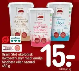 REMA 1000 Gram Slot økologisk laktosefri skyr med vanilje, hindbær eller naturel 450 g tilbud