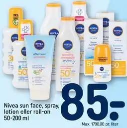 REMA 1000 Nivea sun face, spray, lotion eller roll-on tilbud