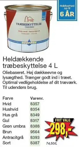 Harald Nyborg Heldækkende træbeskyttelse 4 L tilbud
