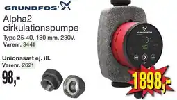 Grundfos Alpha2 cirkulationspumpe eller Unionssæt ej. ill