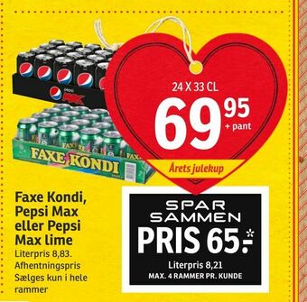 SPAR Faxe Kondi, Pepsi Max eller Pepsi Max lime tilbud