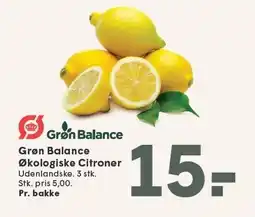 SPAR Grøn Balance Økologiske Citroner 3 stk tilbud