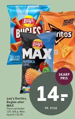 SPAR Lay's Doritos Bugles eller MAX tilbud