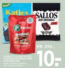 MENY CARLETTI ELLER KATJES SLIKPOSE ELLER BIG BEN KARAMELLER tilbud