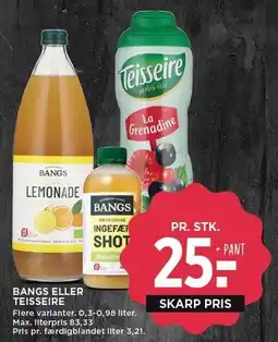 MENY BANGS ELLER TEISSEIRE tilbud