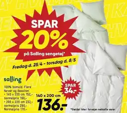 Bilka Spar 20% på Salling sengetøj tilbud