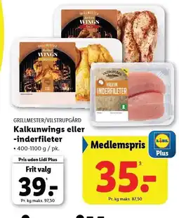 Lidl Kalkunwings eller -inderfileter tilbud