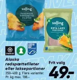 Bilka Alaska rødspættefileter eller lakseportioner tilbud