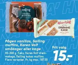 Bilka Pågen vanillas, Salling muffins, Karen Volf småkager eller kage tilbud