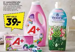 Bilka A+ vaskemiddel eller Noora skyllemiddel tilbud