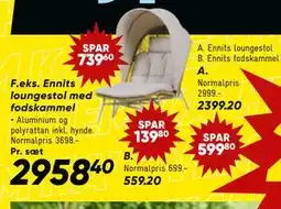 Bilka Ennits loungestol med fodskammel tilbud