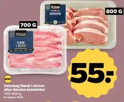 Netto Velsmag flæsk i skiver eller danske koteletter tilbud