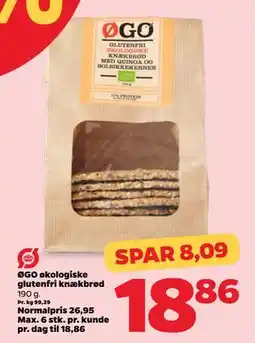 Netto ØGO økologiske glutenfri knækbrød tilbud