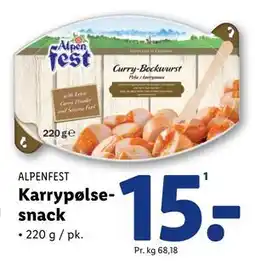 Lidl Karrypølsesnack tilbud