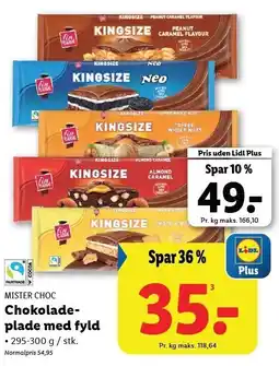 Lidl Chokoladeplade med fyld 295-300 g tilbud