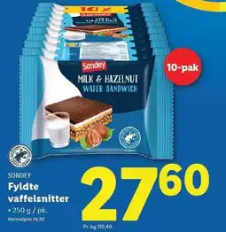 Lidl Fyldte vaffelsnitter 250 g tilbud