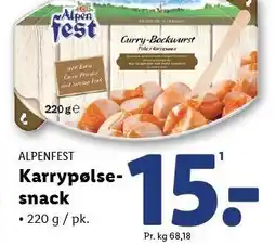 Lidl Karrypølsesnack 220 g tilbud