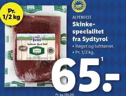 Lidl Skinkespecialitet fra Sydtyrol 1/2 kg tilbud