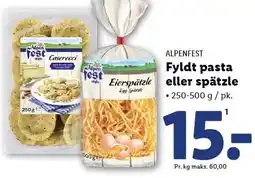 Lidl Fyldt pasta eller spätzle 250-500 g tilbud