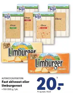 Lidl Fast skiveost eller limburgerost 150-200 g tilbud