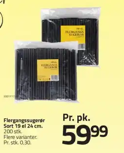 Fleggaard Flergangssugerør Sort 19 el 24 cm. 200 stk. tilbud