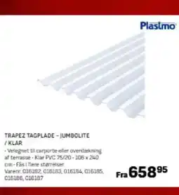 Bygma TRAPEZ TAGPLADE - JUMBOLITE /KLAR tilbud