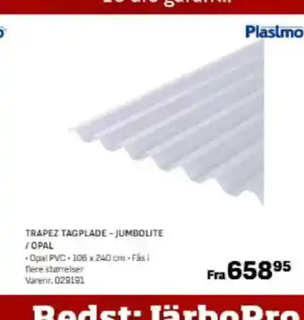 Bygma TRAPEZ TAGPLADE - JUMBOLITE /OPAL tilbud