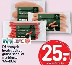 REMA 1000 Frilandsgris hotdogpølser, grillpølser eller frankfurter tilbud