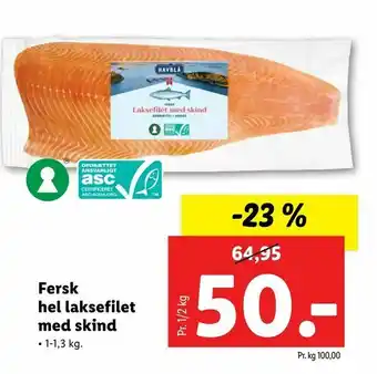 Let-Køb Fersk hel laksefilet med skind tilbud