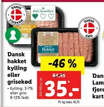 Let-Køb Dansk hakket kylling eller grisekød tilbud