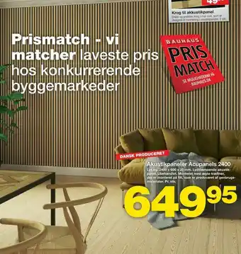 Bauhaus Akustikpaneler Acupanels 2400 tilbud