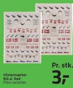 Fleggaard Klistermærker Blå el. Rød tilbud