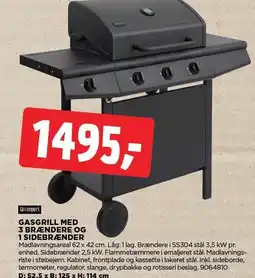 jem & fix GASGRILL MED 3 BRÆNDERE OG 1 SIDEBRÆNDER tilbud