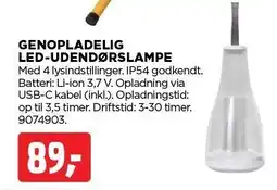 jem & fix GENOPLADELIG LED-UDENDØRSLAMPE tilbud