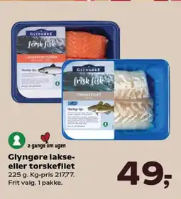 Kvickly Glyngøre lakse- eller torskefilet tilbud