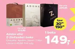 Kvickly Adobe eller z-zinfandel i boks tilbud
