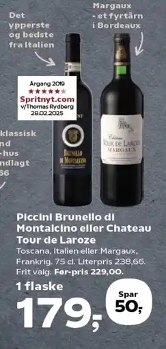 Kvickly Piccini brunello di montalcino eller chateau tour de laroze tilbud