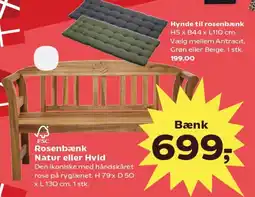 Kvickly Rosenbænk natur eller hvid tilbud