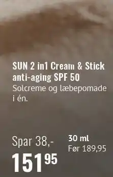 Helsam Sun 2 in1 Cream & Stick anti-aging SPF 50 tilbud