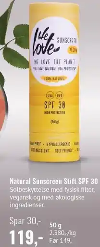 Helsam Natural sunscreen stift SPF 30 tilbud