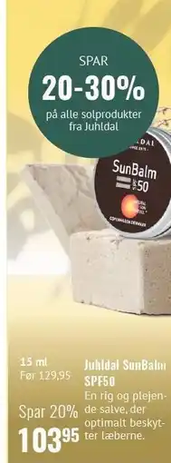 Helsam Juhldal SunBalm SPF50 tilbud