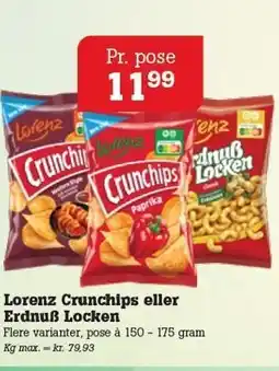 Poetzsch Padborg Lorenz Crunchips eller Erdnuss Locken tilbud