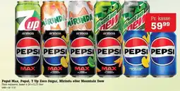 Poetzsch Padborg Pepsi, Mirinda, 7up zero suger eller Mountaindew 33 cl x 24 tilbud