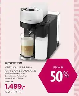 Salling VERTUO LATTISSIMA KAFFEKAPSELMASKINE tilbud