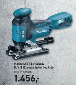 Johannes Fog Makita LXT 18 V stiksav DJV181Z, ekskl. batteri og lader tilbud