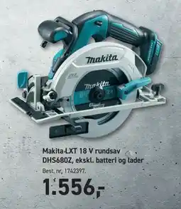Johannes Fog Makita LXT 18 V rundsav DHS680Z, ekskl. batteri og lader tilbud
