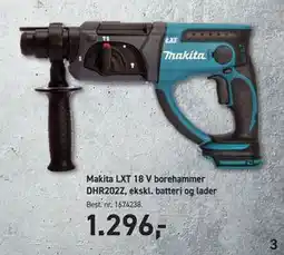 Johannes Fog Makita LXT 18 V borehammer DHR202Z, ekskl. batteri og lader tilbud