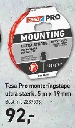 Johannes Fog Tesa Pro monteringstape ultra stærk, 5 m x 19 mm tilbud