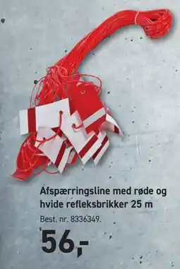 Johannes Fog Afspærringsline med røde og hvide refleksbrikker 25 m tilbud