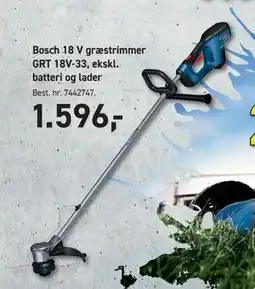 Johannes Fog Bosch 18 V græstrimmer GRT 18V-33, ekskl. batteri og lader tilbud